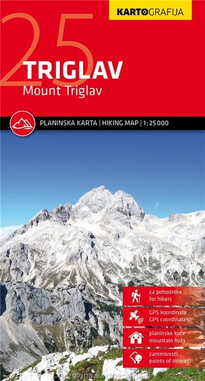 Carte de randonnée - Mont Triglav (Slovénie) | Kartografija carte pliée Kartografija 