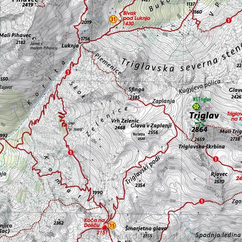 Carte de randonnée - Mont Triglav (Slovénie) | Kartografija carte pliée Kartografija 