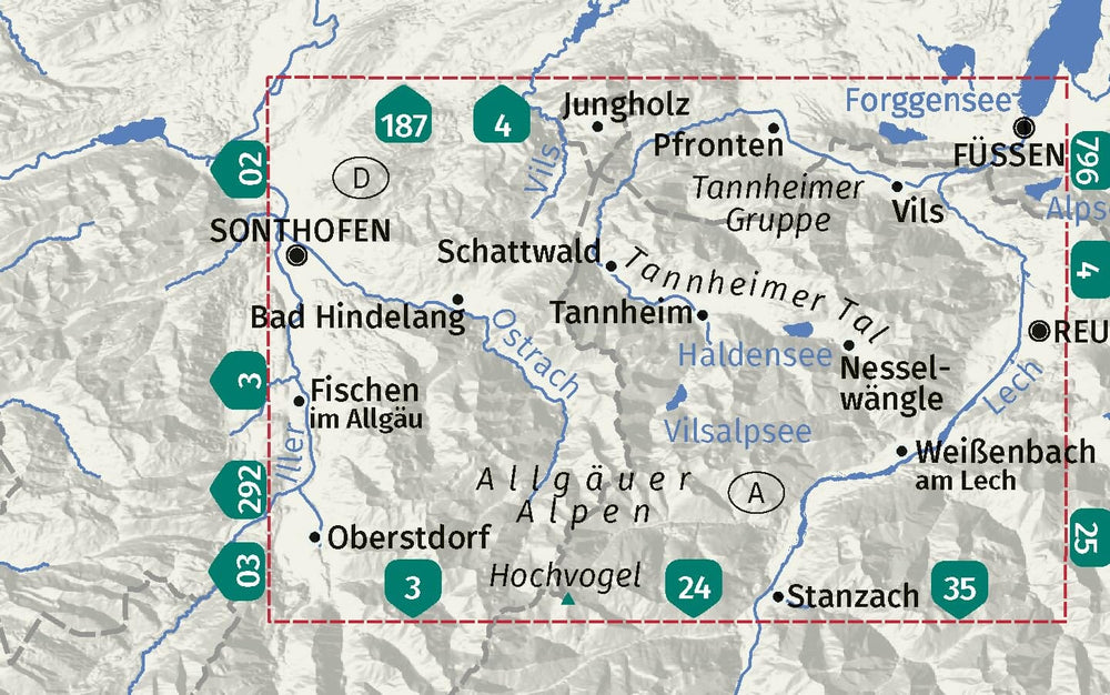 Carte de randonnée n° 004 - Tannheimer Tal (Autriche) | Kompass carte de randonnée Kompass 