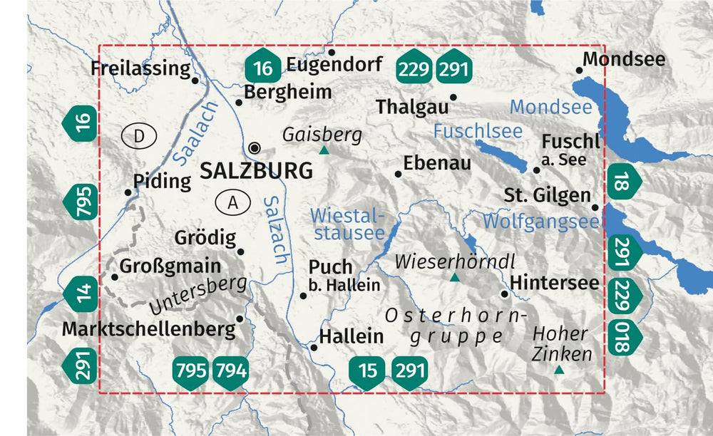 Carte de randonnée n° 017 - Salzburg, Untersberg, Hallein, Fuschlsee (Autriche) | Kompass carte pliée Kompass 