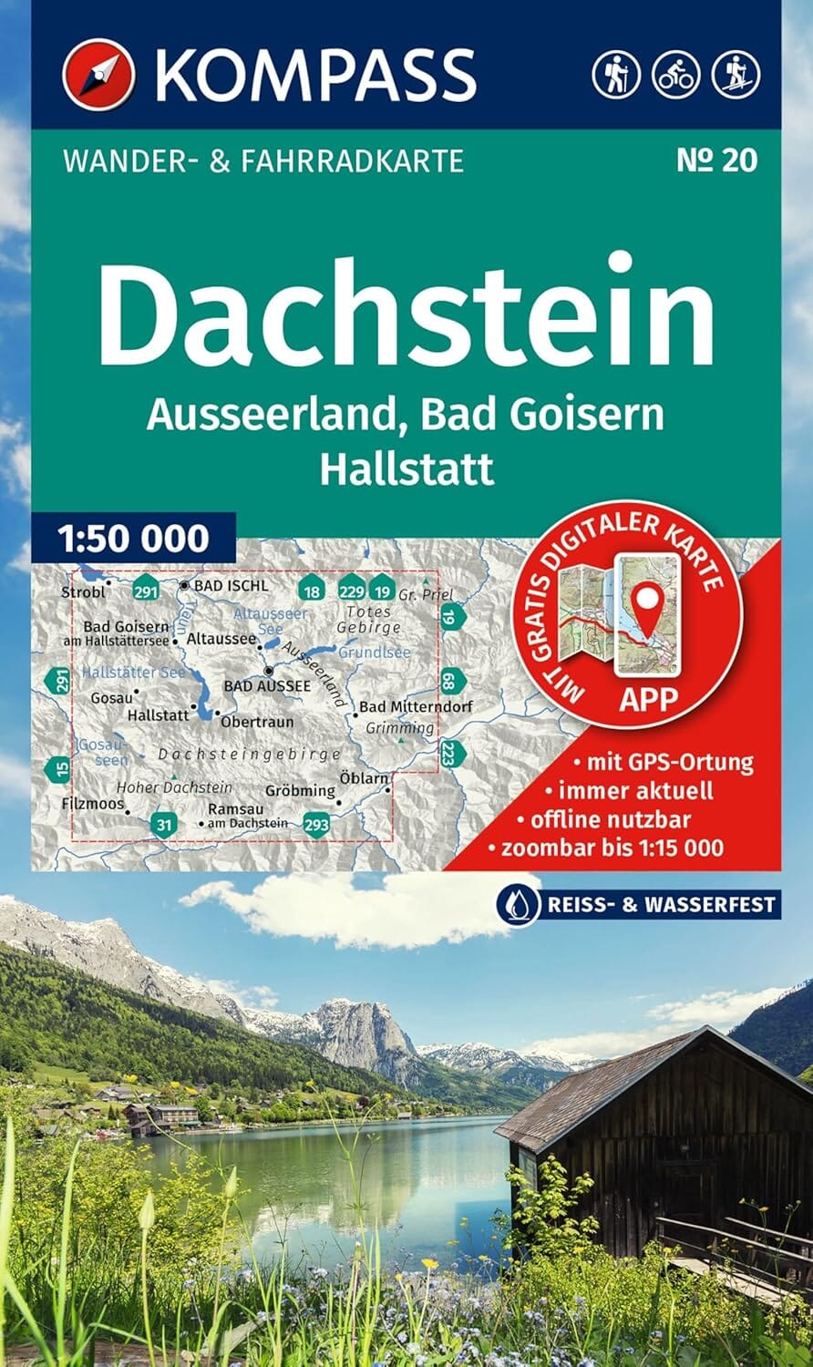 Carte de randonnée n° 020 - Dachstein, Ausseerland, Bad Goisern, Hallstatt (Autriche) | Kompass carte pliée Kompass 