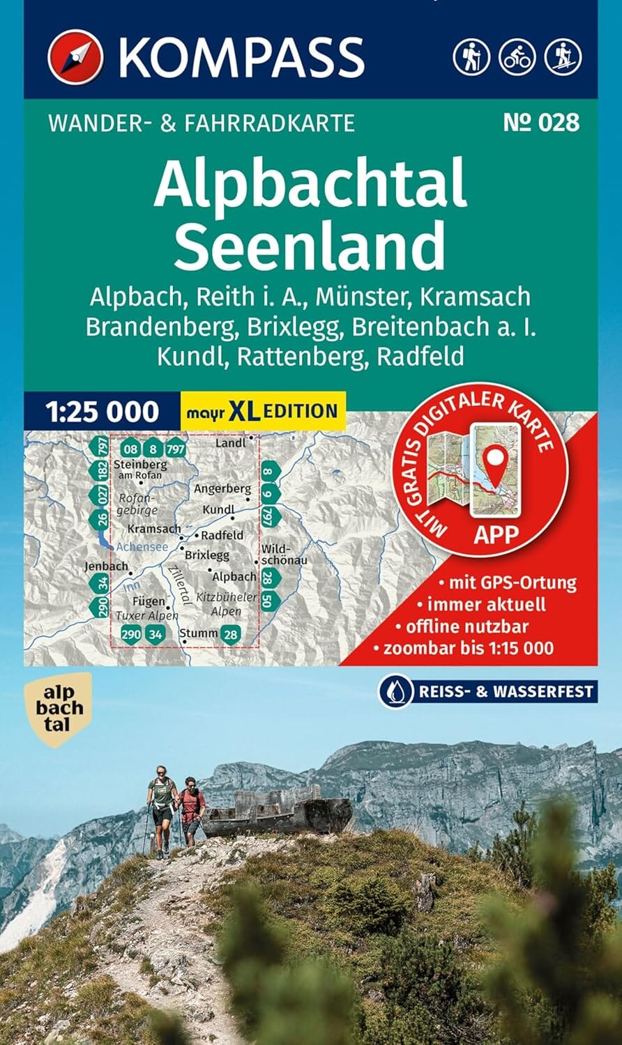 Carte de randonnée n° 028 - Alpbachtal, Seenland (Autriche) | Kompass carte pliée Kompass 