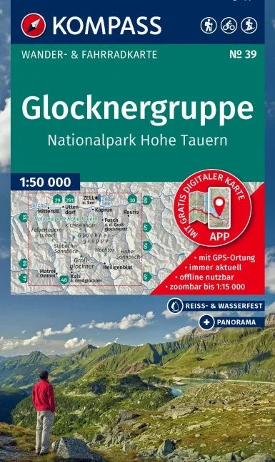 Carte de randonnée n° 039 - Groupe Glockner, Parc national du Hohe Tauern (Autriche) | Kompass carte pliée Kompass 
