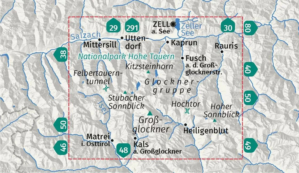 Carte de randonnée n° 039 - Groupe Glockner, Parc national du Hohe Tauern (Autriche) | Kompass carte pliée Kompass 