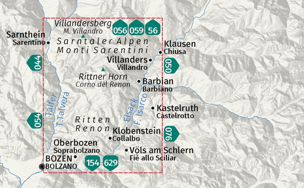 Carte de randonnée n° 068 - Ritten, Renon (Italie) | Kompass carte pliée Kompass 