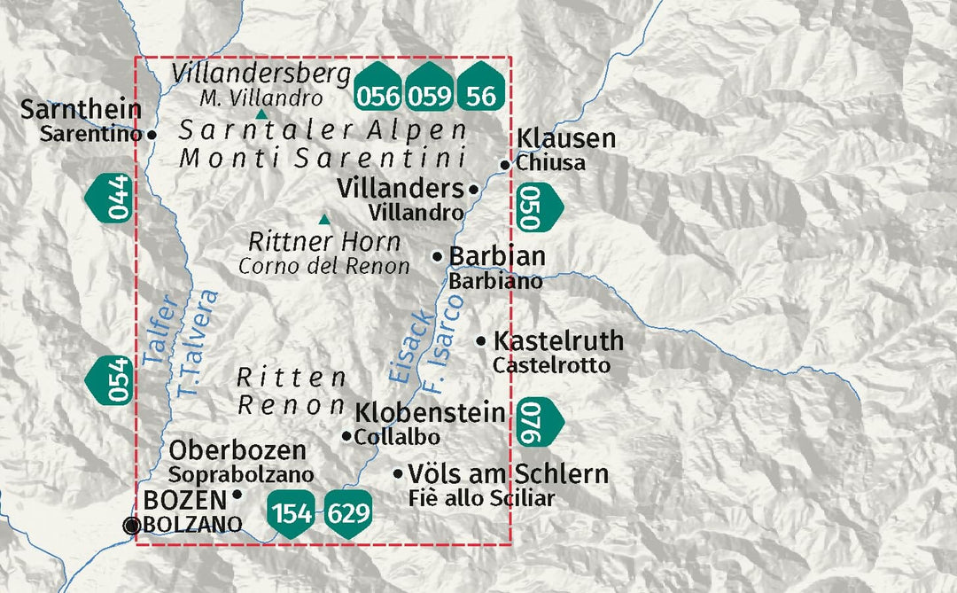 Carte de randonnée n° 068 - Ritten, Renon (Italie) | Kompass carte pliée Kompass 