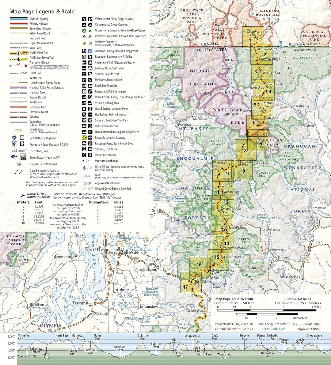 Carte de randonnée n° 1002 - Pacific Crest Trail : du Canada à Snoqualmie (Washington) | National Geographic carte pliée National Geographic 