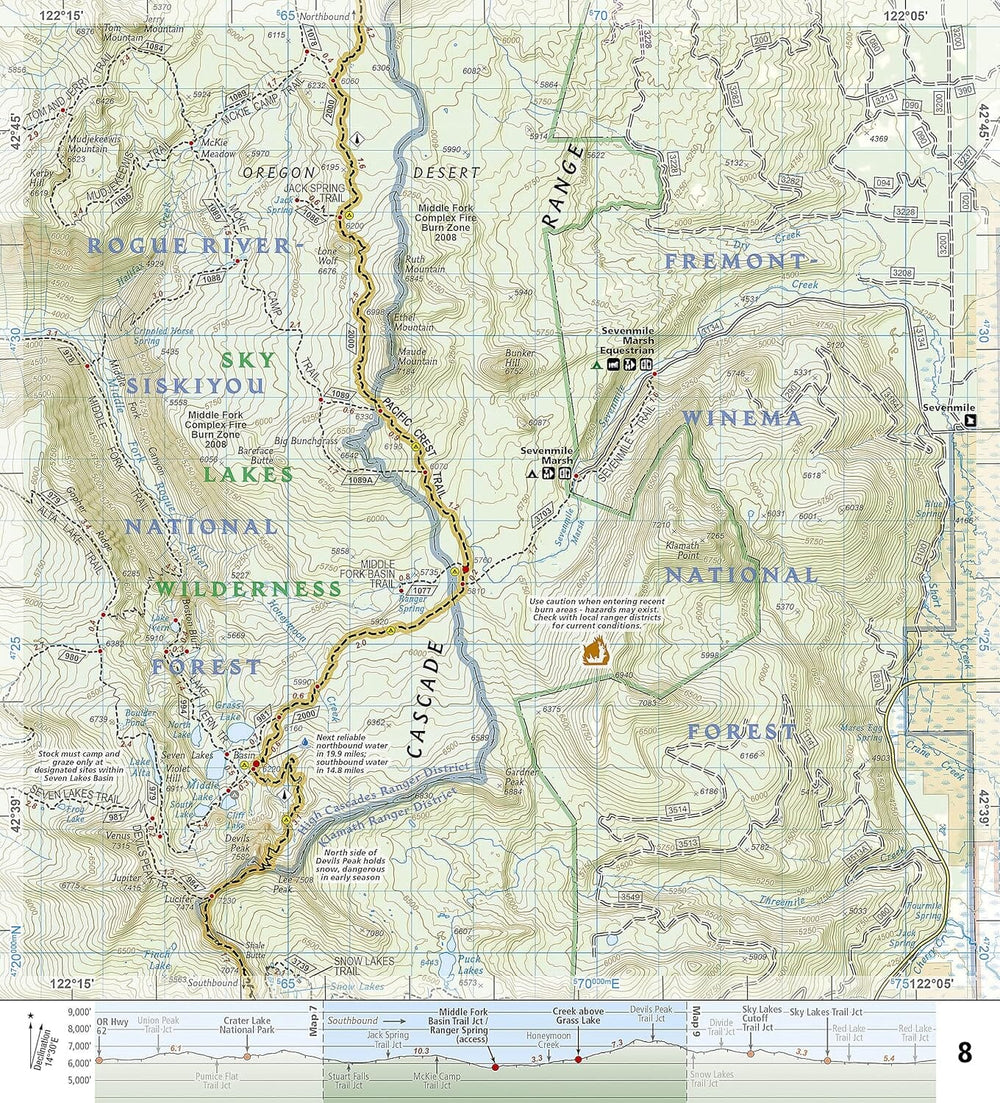 Carte de randonnée n° 1005 - Pacific Crest Trail : Willamette Pass to Siskiyou Summit (Oregon sud) | National Geographic carte pliée National Geographic 