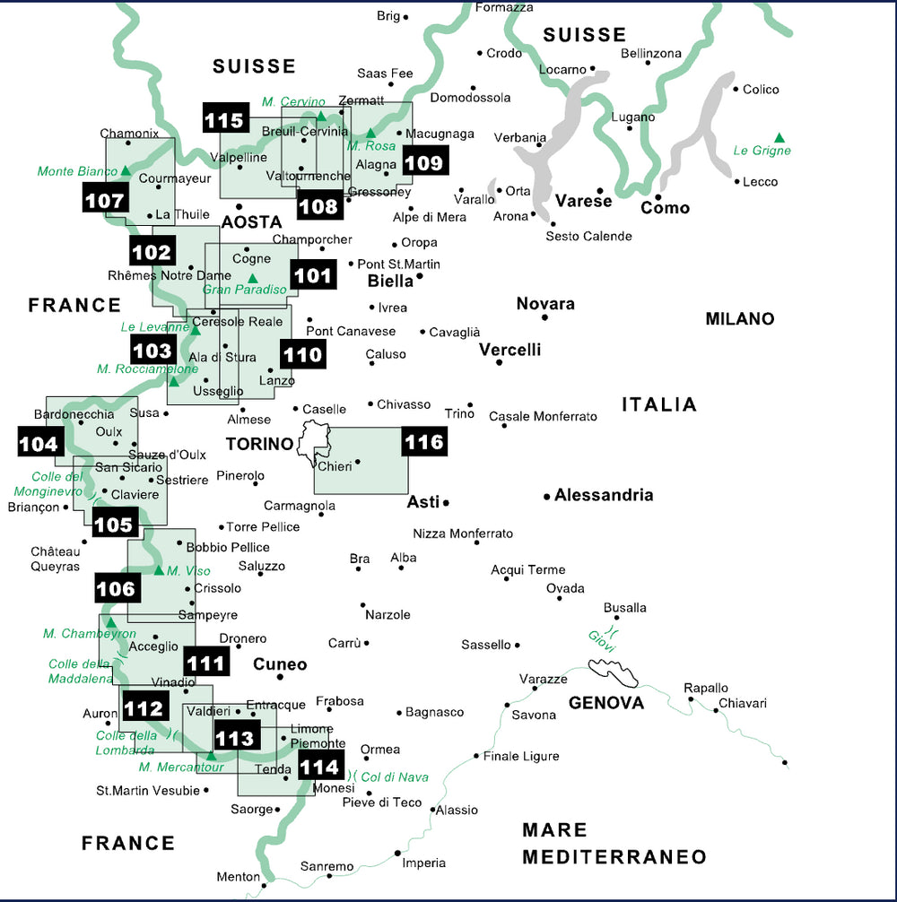 Carte de randonnée n° 104 - Bardonecchia - Monte Thabor - Sauze d'Oulx - Alta Valle di Susa - Valle Stretta | Istituto Geografico Centrale carte pliée Istituto Geografico Centrale 