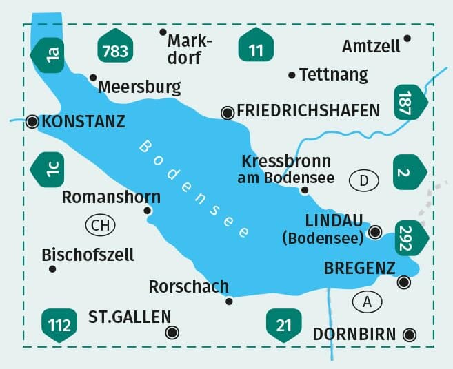 Carte de randonnée n° 1B - Lac de Constance Est (Allemagne, Autriche) | Kompass carte pliée Kompass 