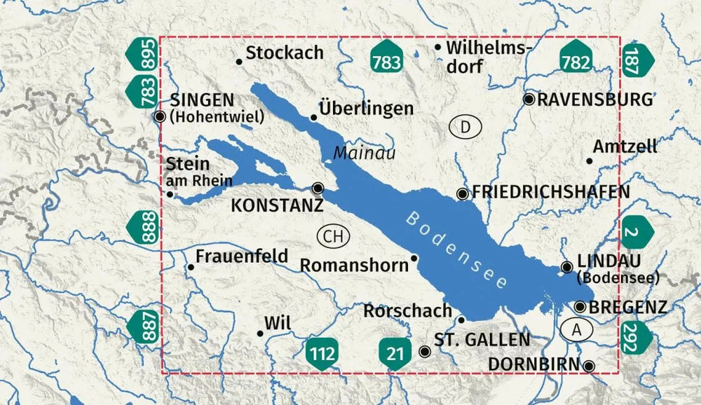 Carte de randonnée n° 1C - Lac de Constance (Bodensee) | Kompass carte pliée Kompass 