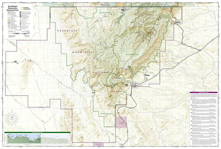 Carte de randonnée n° 203 - Guadalupe Mountains National Park (Texas) | National Geographic carte pliée National Geographic 