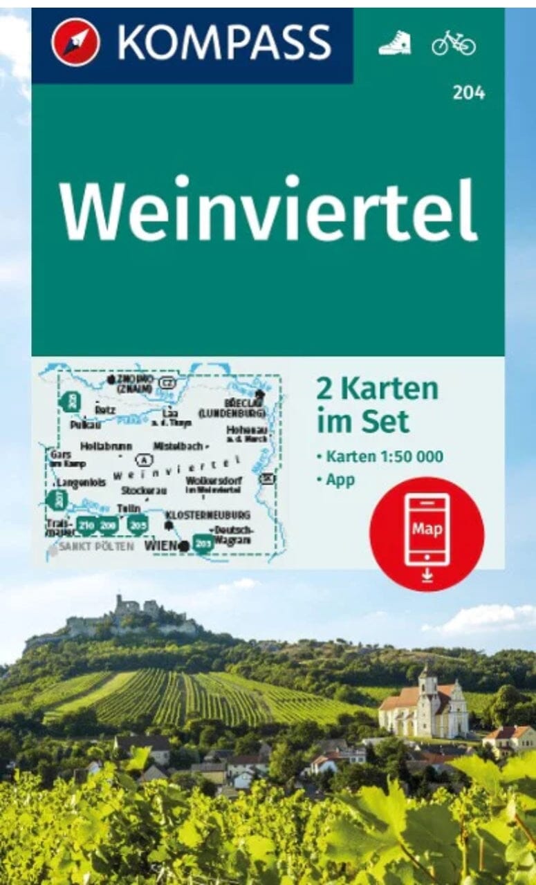 Carte de randonnée n° 204 - Weinviertel 2-Set + Naturführer (Autriche) | Kompass carte pliée Kompass 