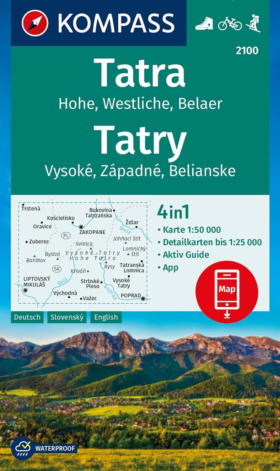 Carte de randonnée n° 2100 - Haut Tatras + Aktiv Guide (Slovaquie, Pologne) | Kompass carte pliée Kompass 