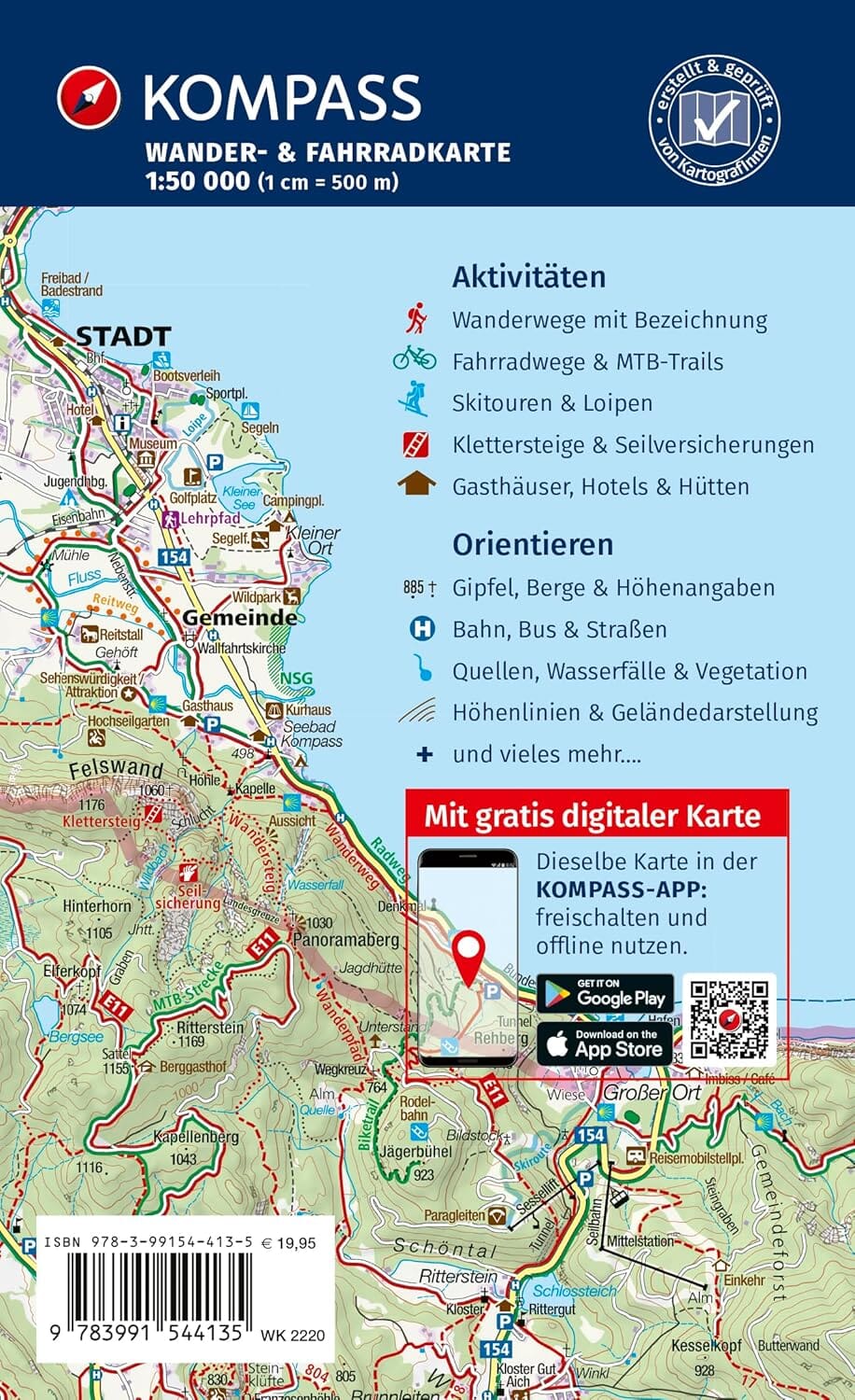 Carte de randonnée n° 2220 - Alsace, Vosges du Nord | Kompass carte de randonnée Kompass 
