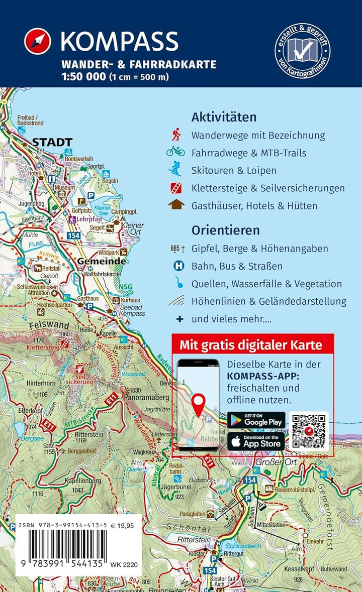 Carte de randonnée n° 2220 - Alsace, Vosges du Nord | Kompass carte de randonnée Kompass 