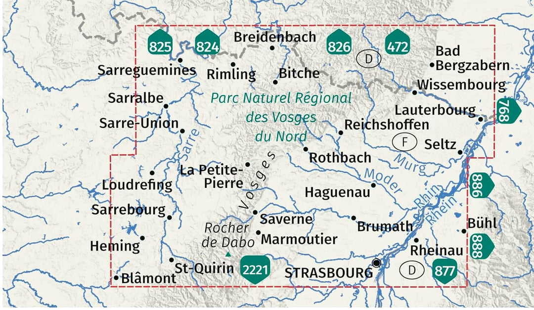 Carte de randonnée n° 2220 - Alsace, Vosges du Nord | Kompass carte de randonnée Kompass 