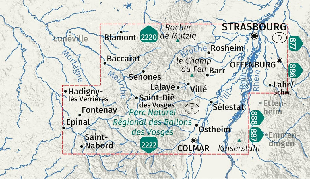 Carte de randonnée n° 2221 - Massif des Vosges Central, lot de 2 cartes | Kompass carte de randonnée Kompass 
