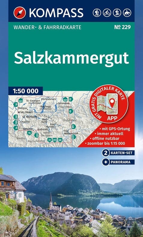 Carte de randonnée n° 229 - Salzkammergut (Autriche) | Kompass carte pliée Kompass 