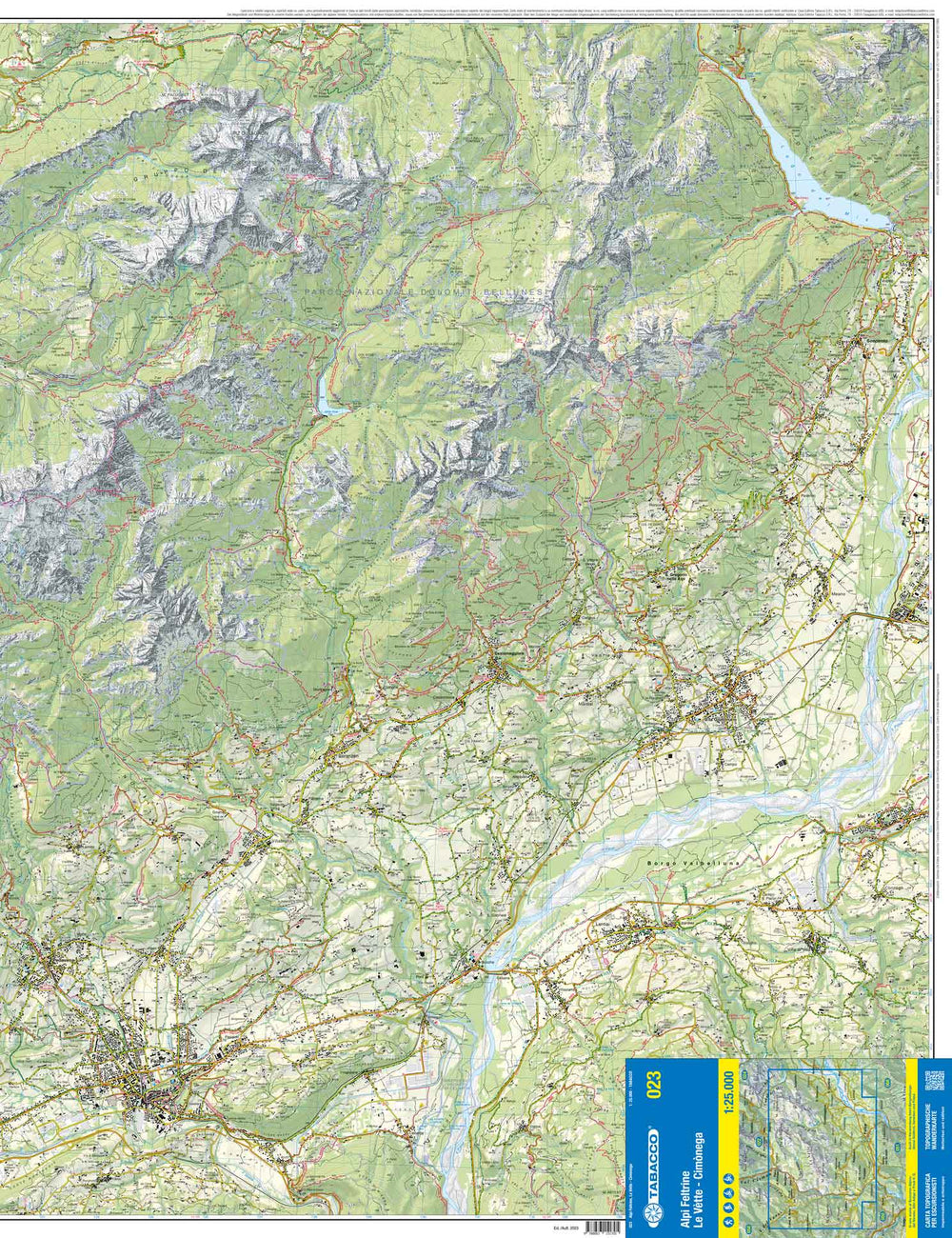 Carte de randonnée n° 23 - Alpi Feltrine, Le Vètte- Cimonega | Tabacco carte pliée Tabacco 