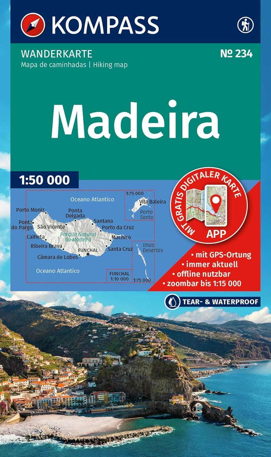Carte de randonnée n° 234 - Madère | Kompass carte de randonnée Kompass 