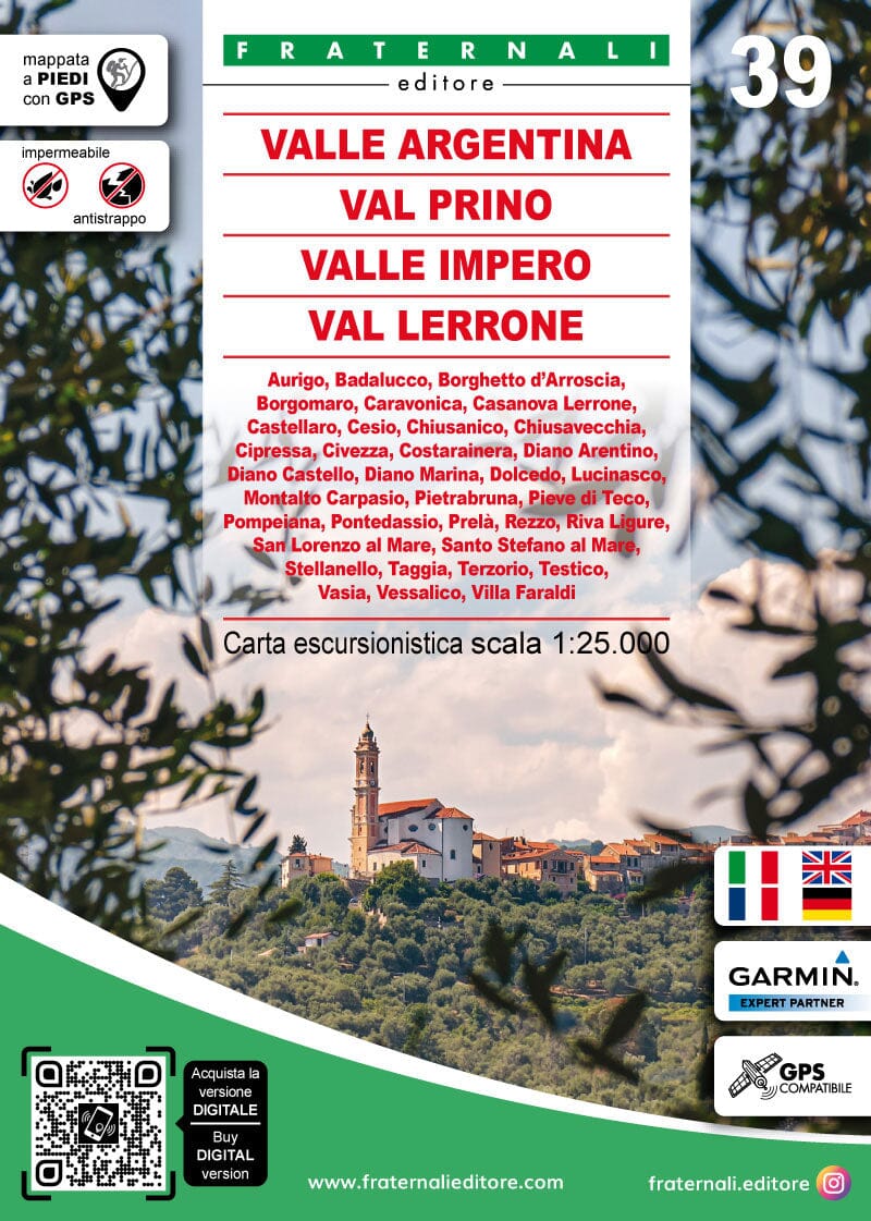 Carte de randonnée n° 25-39 - Valle Argentina, Val Prino, Valle Impero, Val Lerrone | Fraternali - 1/25 000 carte de randonnée Fraternali 