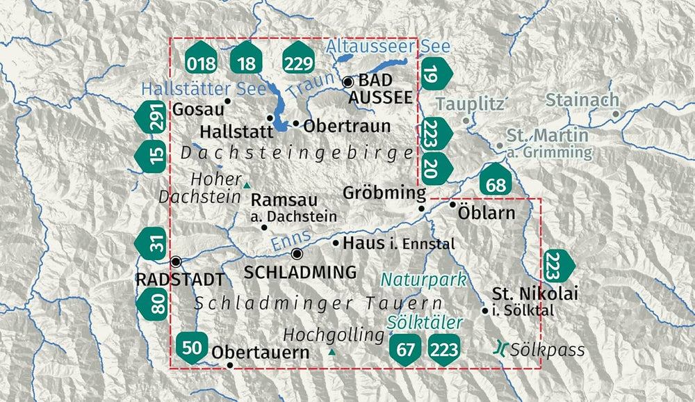 Carte de randonnée n° 293 - Dachsteingebirge, Schladminger Tauern (Autriche) | Kompass carte de randonnée Kompass 