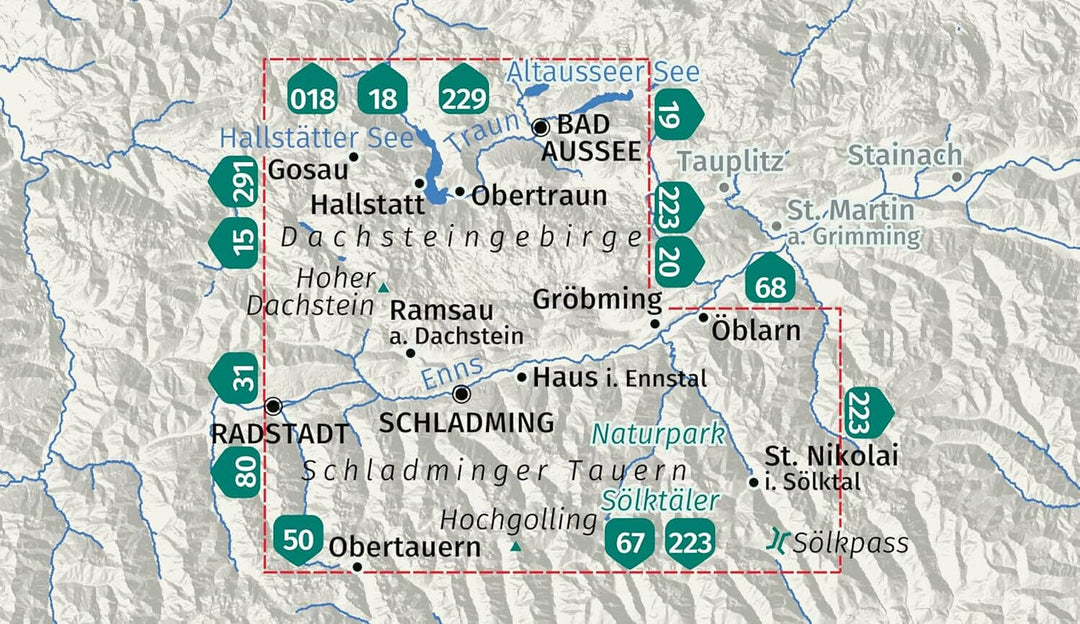 Carte de randonnée n° 293 - Dachsteingebirge, Schladminger Tauern (Autriche) | Kompass carte de randonnée Kompass 