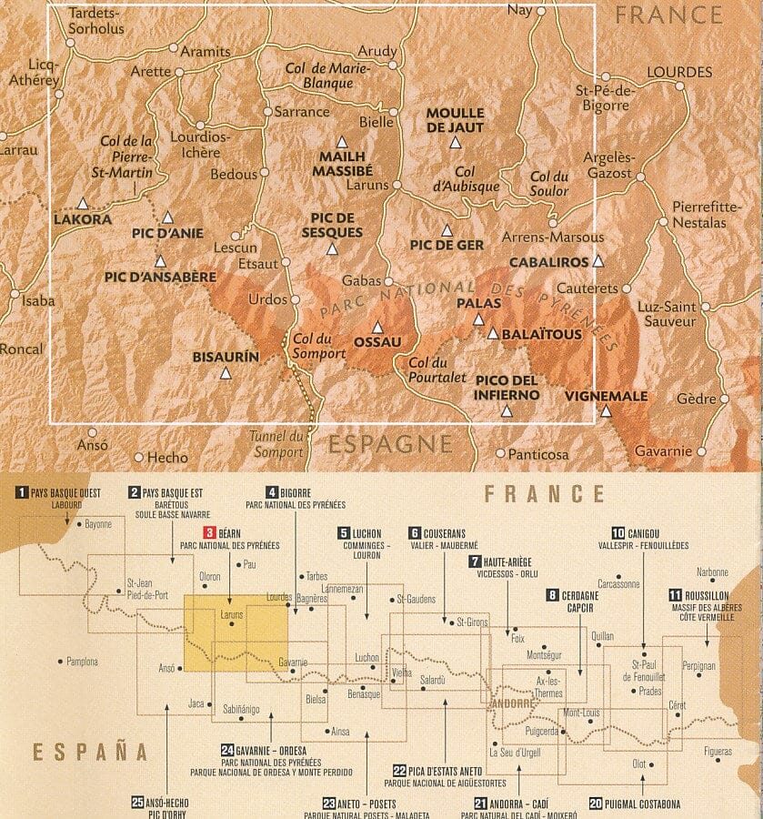 Carte de randonnée n° 3 - Béarn (Pyrénées) | Rando Editions carte pliée Rando Editions 