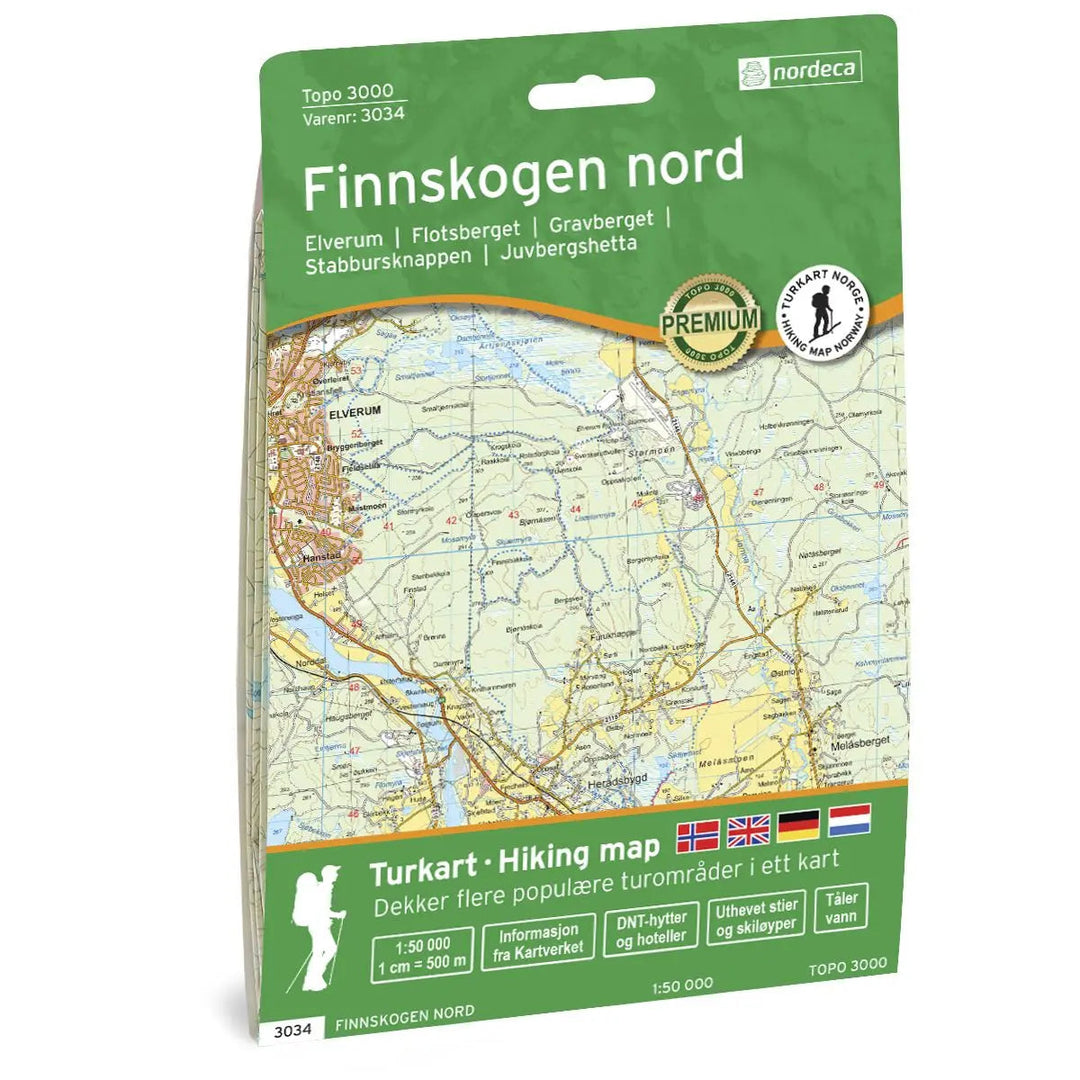 Carte de randonnée n° 3034 - Finnskogen Nord (Norvège) | Nordeca - série 3000 carte pliée Nordeca 