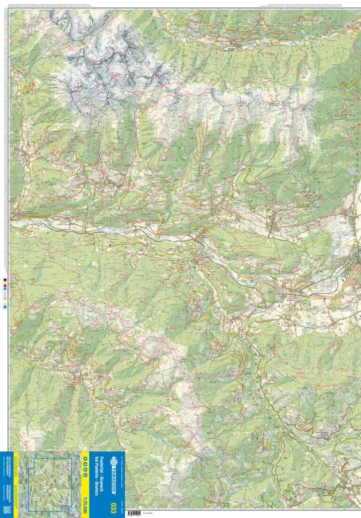 Carte de randonnée n° 33 - Val Pusteria et Brunico (Italie) | Tabacco carte pliée Tabacco 