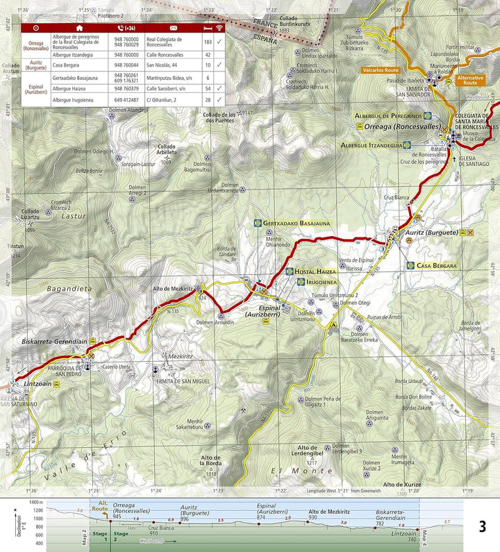Carte de randonnée n° 4002 - Camino de Santiago 1 : Saint-Jean-Pied-de-Port to Santo Domingo de la Calzad | National Geographic carte pliée National Geographic 