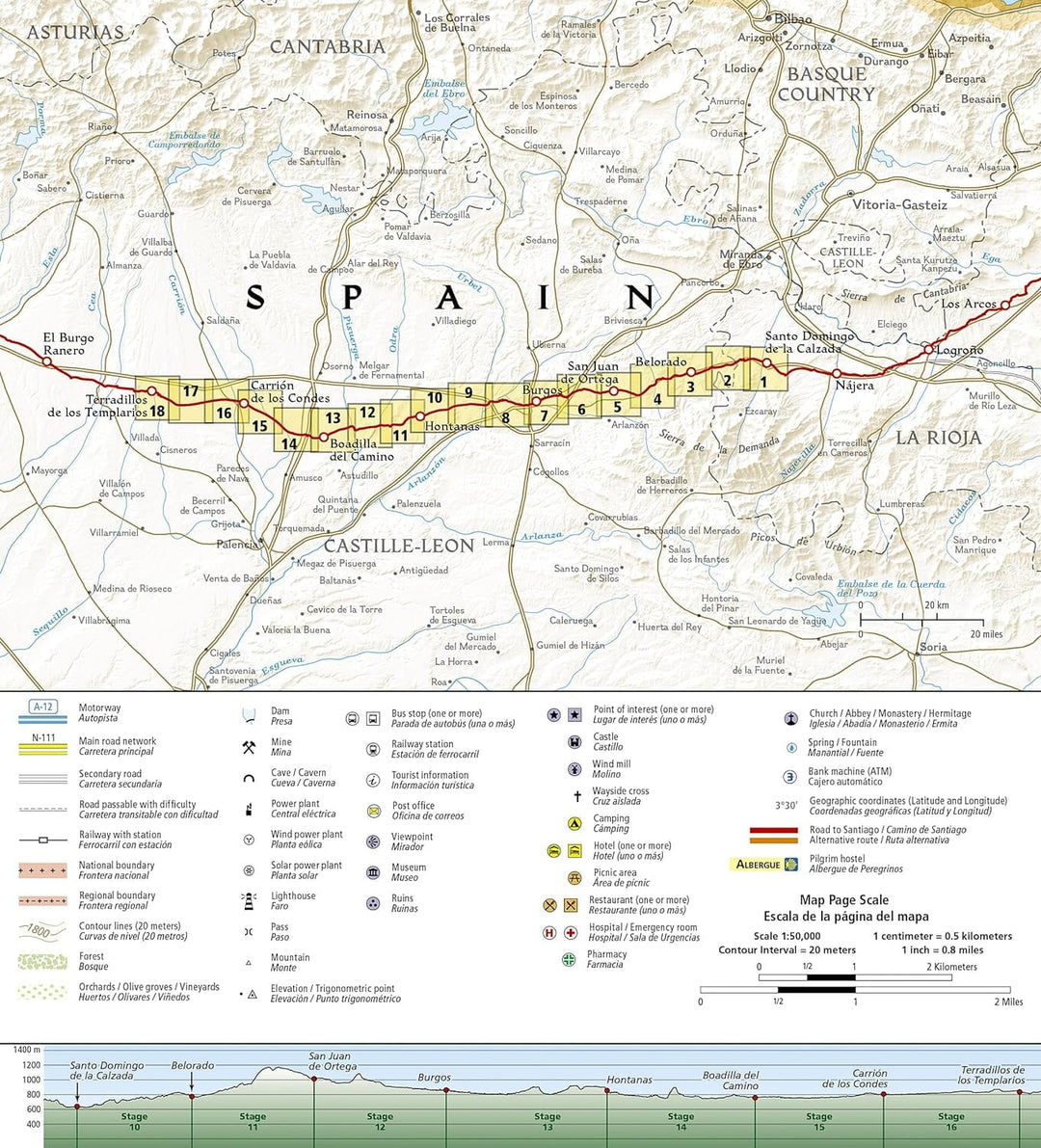 Carte de randonnée n° 4003 - Camino de Santiago 2 : Santo Domingo de la Calzada to Terradillos de los Templarios | National Geographic carte pliée National Geographic 