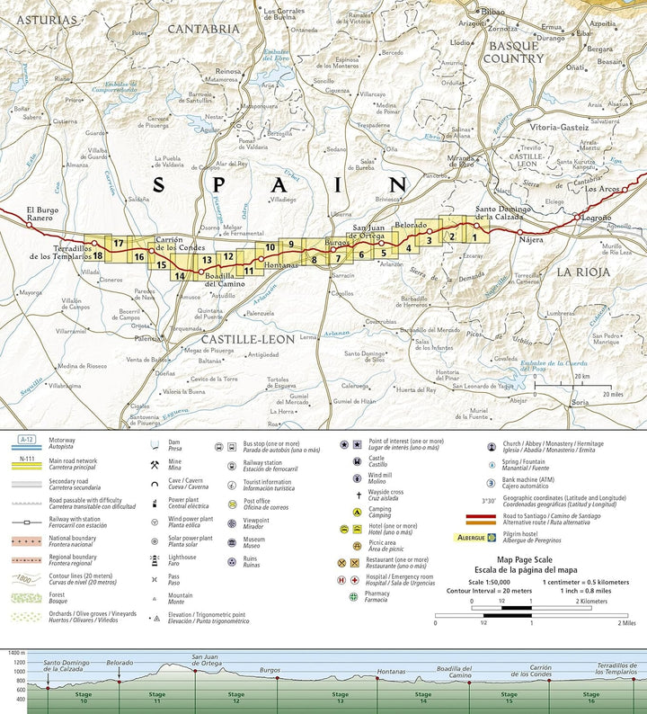 Carte de randonnée n° 4003 - Camino de Santiago 2 : Santo Domingo de la Calzada to Terradillos de los Templarios | National Geographic carte pliée National Geographic 