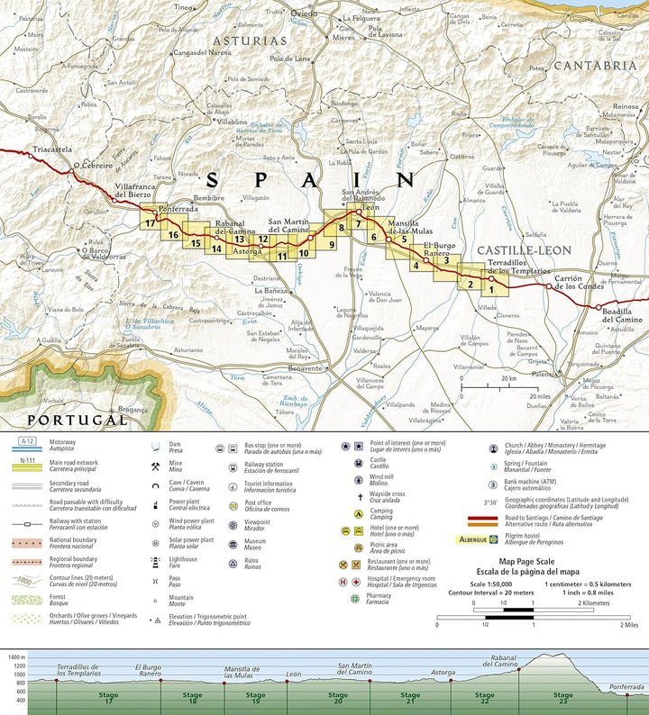 Carte de randonnée n° 4004 - Camino de Santiago 3 : Terradillos de los Templarios to Ponferrada | National Geographic carte pliée National Geographic 