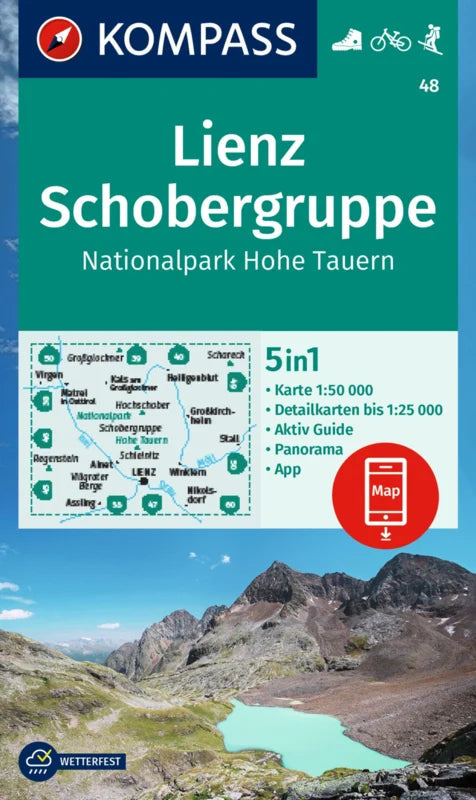 Carte de randonnée n° 48 - Lienz, Schobergruppe, Hohe Tauern National Park (Tyrol, Autriche) | Kompass carte pliée Kompass 