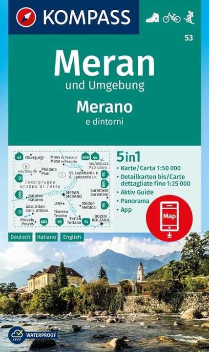 Carte de randonnée n° 53 - Merano & environs (Italie) | Kompass carte pliée Kompass 