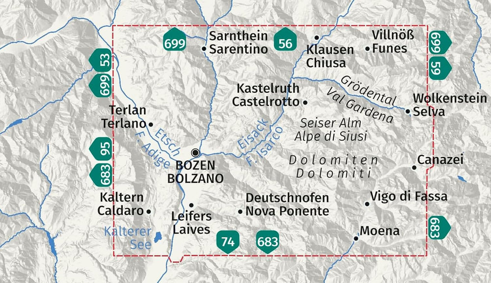 Carte de randonnée n° 54 - Bozen / Bolzano & environs (Italie) | Kompass carte pliée Kompass 