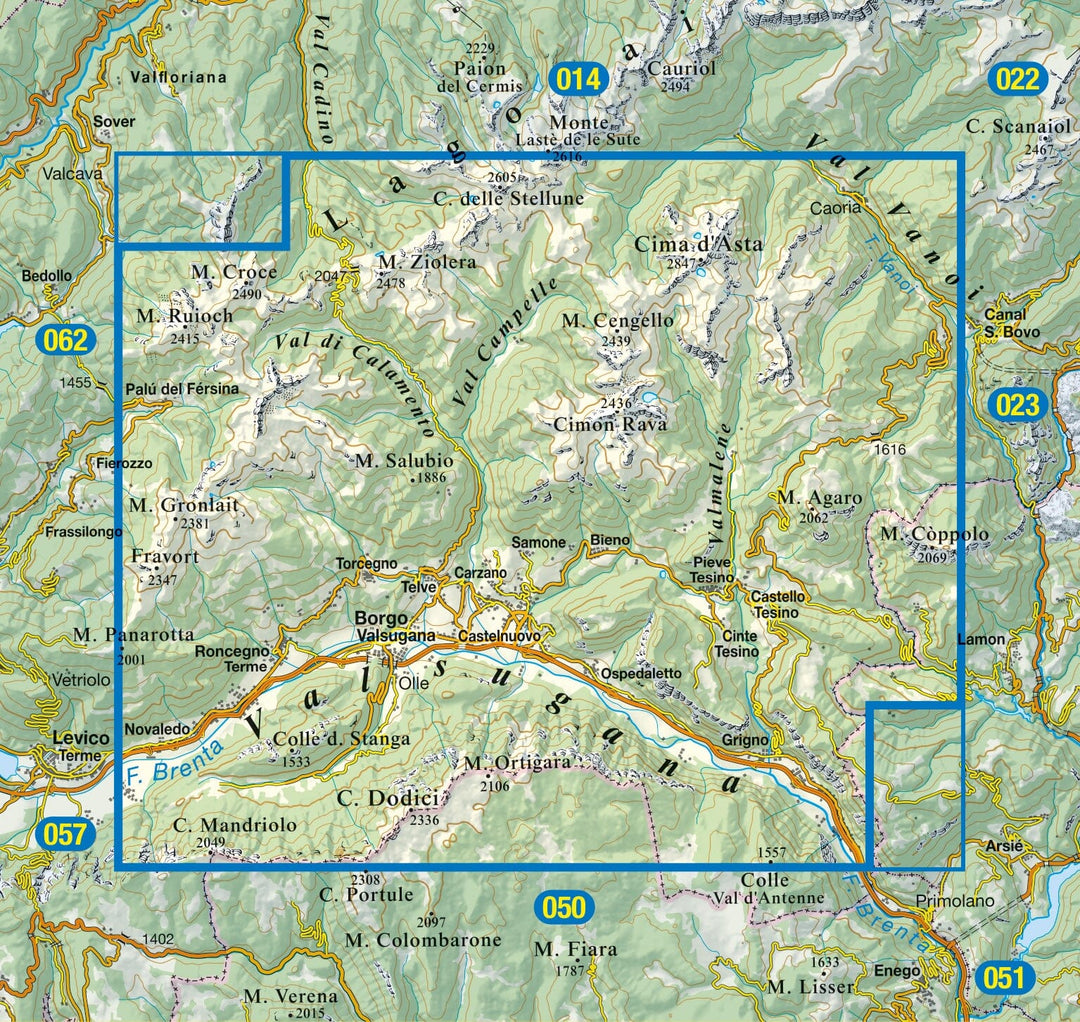 Carte de randonnée n° 58 - Valsugana, Tesino Lagorai, Cima d'Asta | Tabacco carte pliée Tabacco 