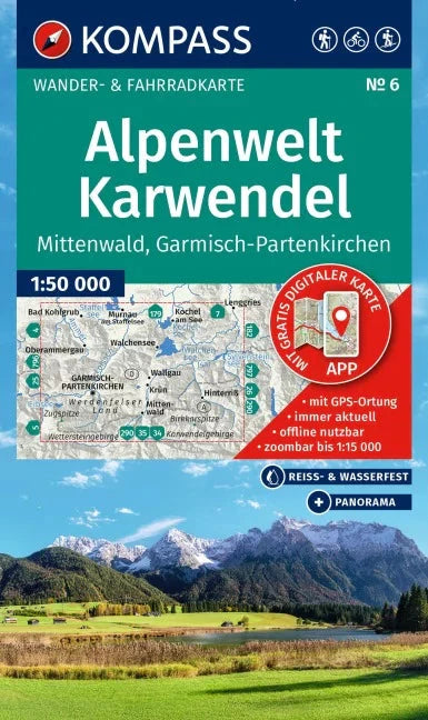 Carte de randonnée n° 6 - Alpenwelt Karwendel (Allemagne, Autriche) | Kompass carte pliée Kompass 