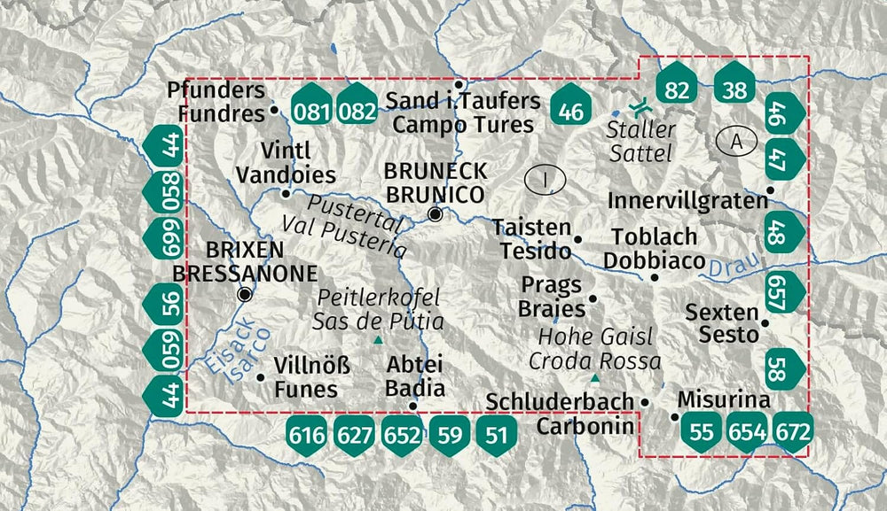 Carte de randonnée n° 671 - Pustertal / Val Pusteria (Italie) | Kompass carte pliée Kompass 