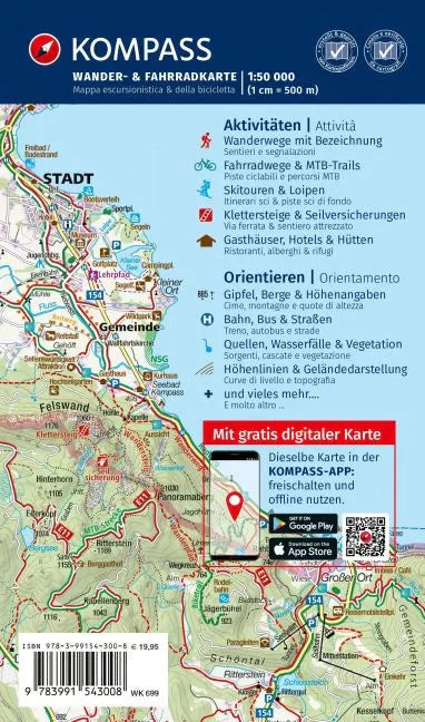 Carte de randonnée n° 699 - Südtirol, Alto Adige (Italie) - Lot de 4 cartes | Kompass carte pliée Kompass 