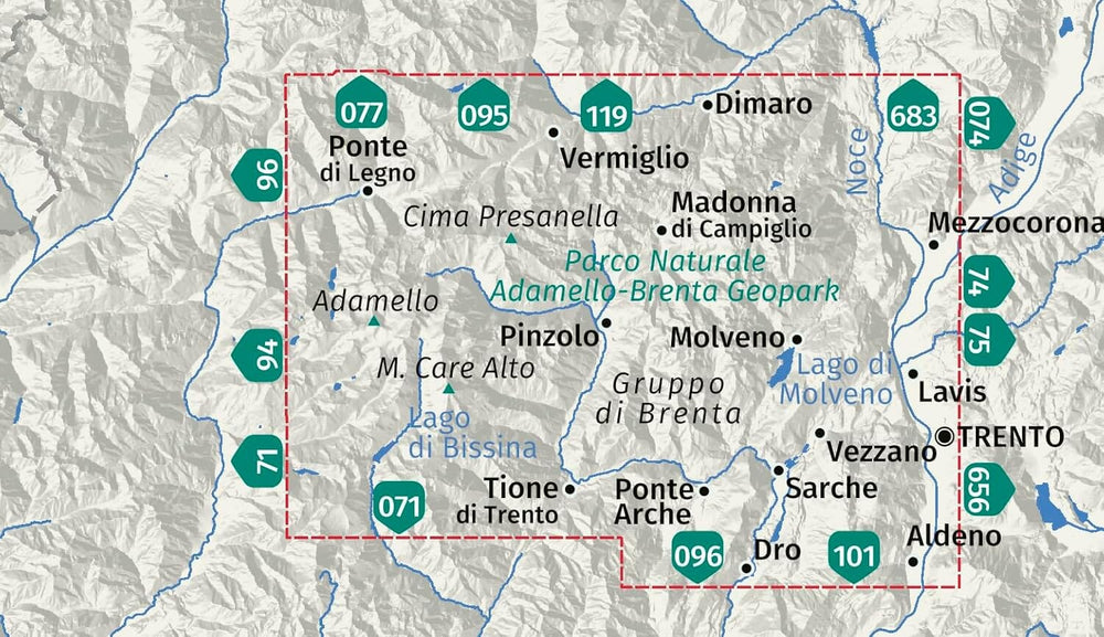 Carte de randonnée n° 70 - Parc naturel Adamello-Brenta Geopark (Trentin, Italie) | Kompass carte pliée Kompass 