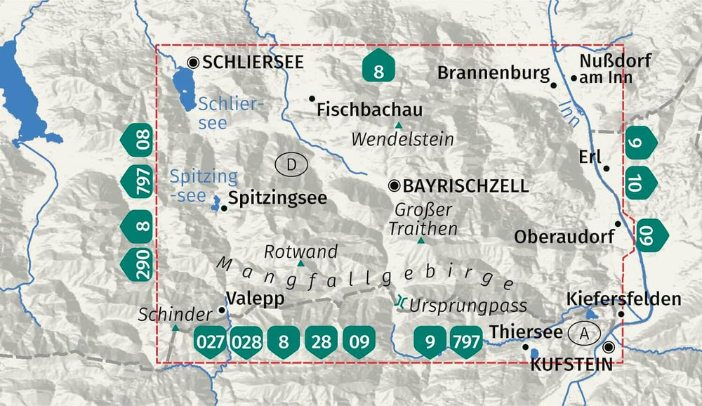 Carte de randonnée n° 8 - Bayrischzell, Schliersee, Fischbachau, Oberaudorf (Allemagne) | Kompass carte pliée Kompass 