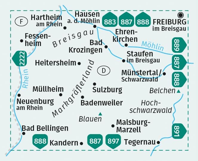 Carte de randonnée n° 890 - Münstertal, Nördliches Markgräflerland (Allemagne) | Kompass carte pliée Kompass 