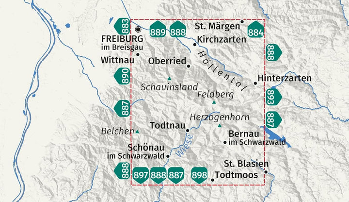 Carte de randonnée n° 891 - Feldberg, Todtnau, Kirchzarten, Hinterzarten + Aktiv Guide (Allemagne) | Kompass carte pliée Kompass 