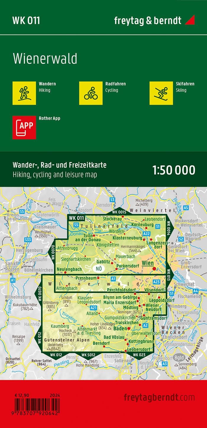 Carte de randonnée n° WK011 - Wienerwald | Freytag & Berndt carte pliée Freytag & Berndt 