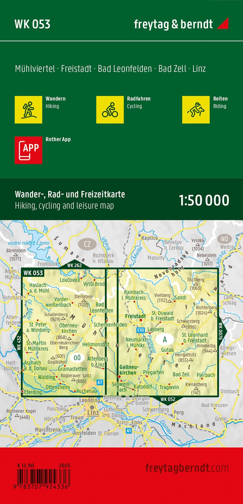 Carte de randonnée n° WK053 - Mühlviertel - Freistadt - Bad Leonfelden - Bad Zell (Alpes autrichiennes) | Freytag & Berndt carte pliée Freytag & Berndt 