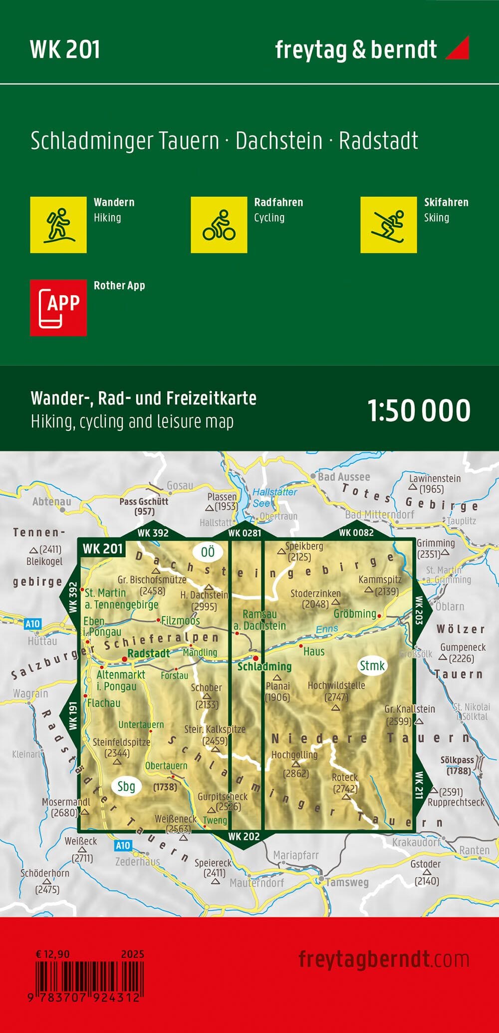 Carte de randonnée n° WK201 - Schladminger Tauern, Radstadt, Dachstein (Alpes autrichiennes) | Freytag & Berndt carte pliée Freytag & Berndt 