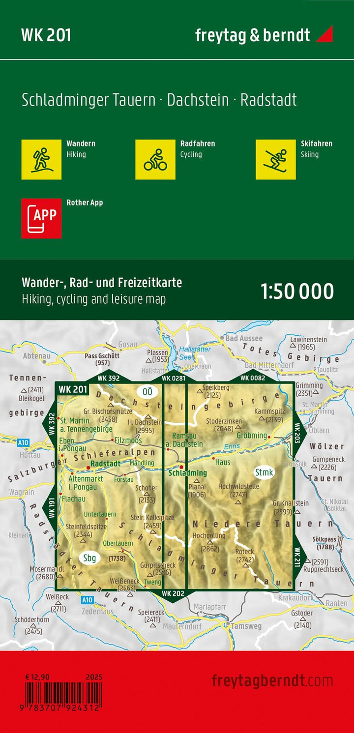 Carte de randonnée n° WK201 - Schladminger Tauern, Radstadt, Dachstein (Alpes autrichiennes) | Freytag & Berndt carte pliée Freytag & Berndt 